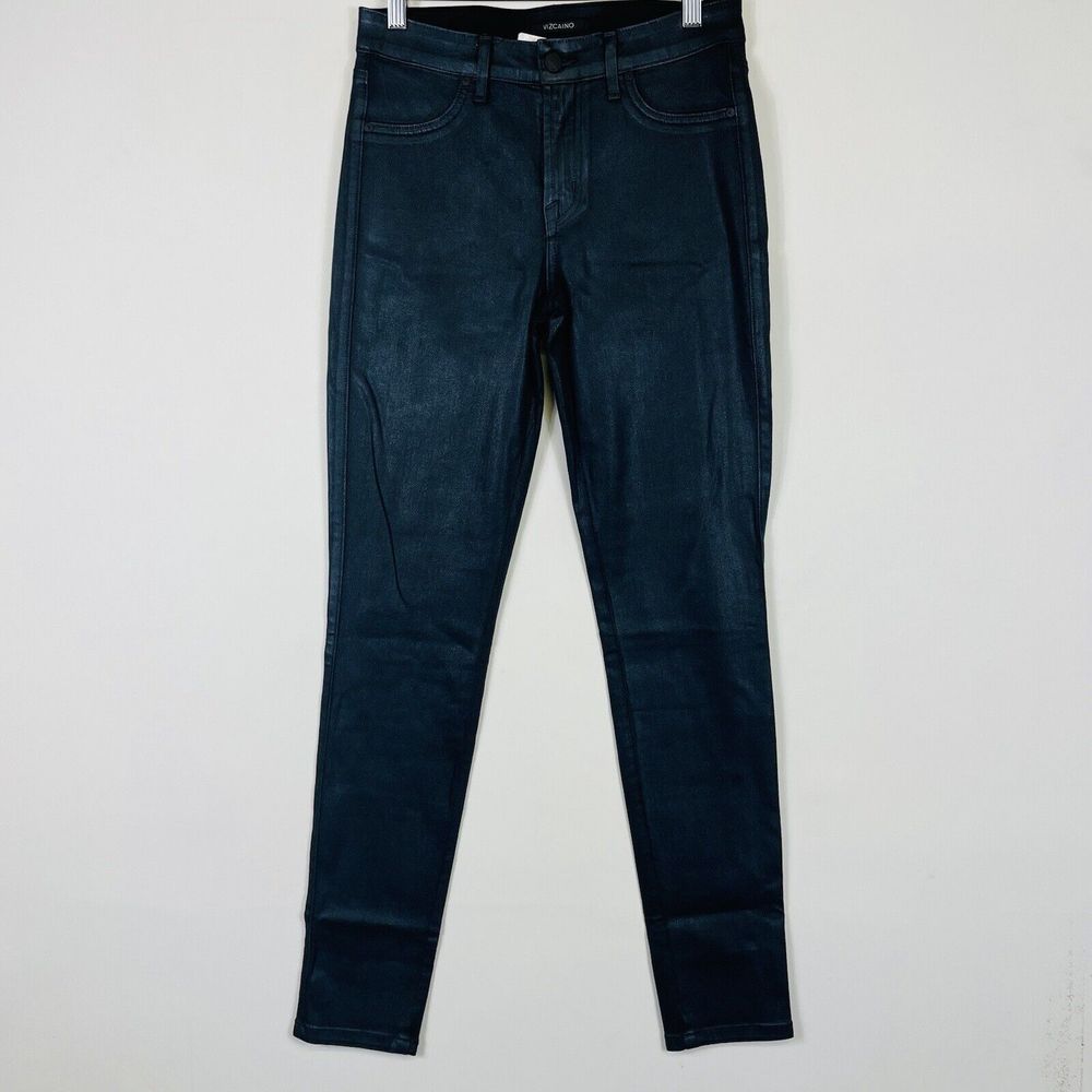 New Vizcaino Jeans Womens 28 Premium‎ Denim Black Sapphire East End Shimmer Wax